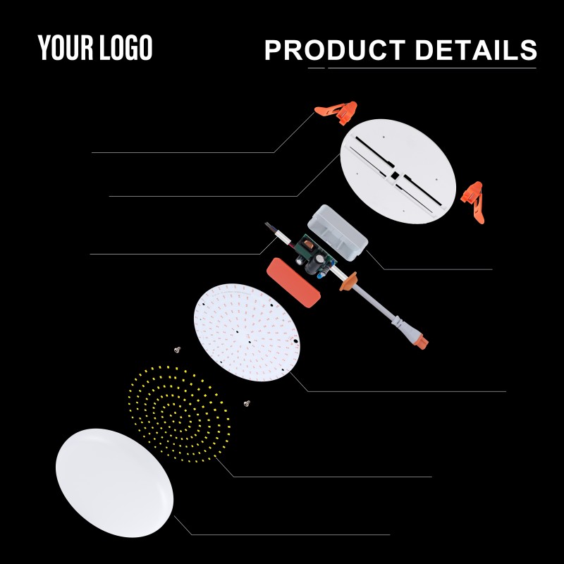 36W zapuštěné LED bezrámové panelové svítidlo, hliník + PC, železo + PP